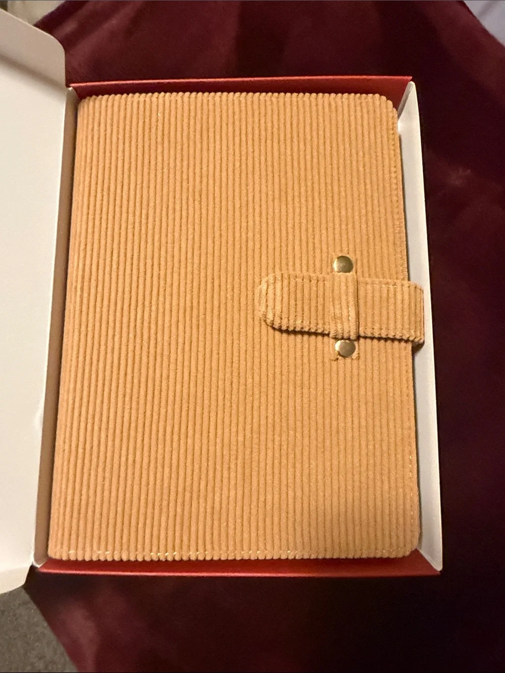 Archer and Olive Corduroy A5 journal Tablet Folio Case with closure Strap - Tan